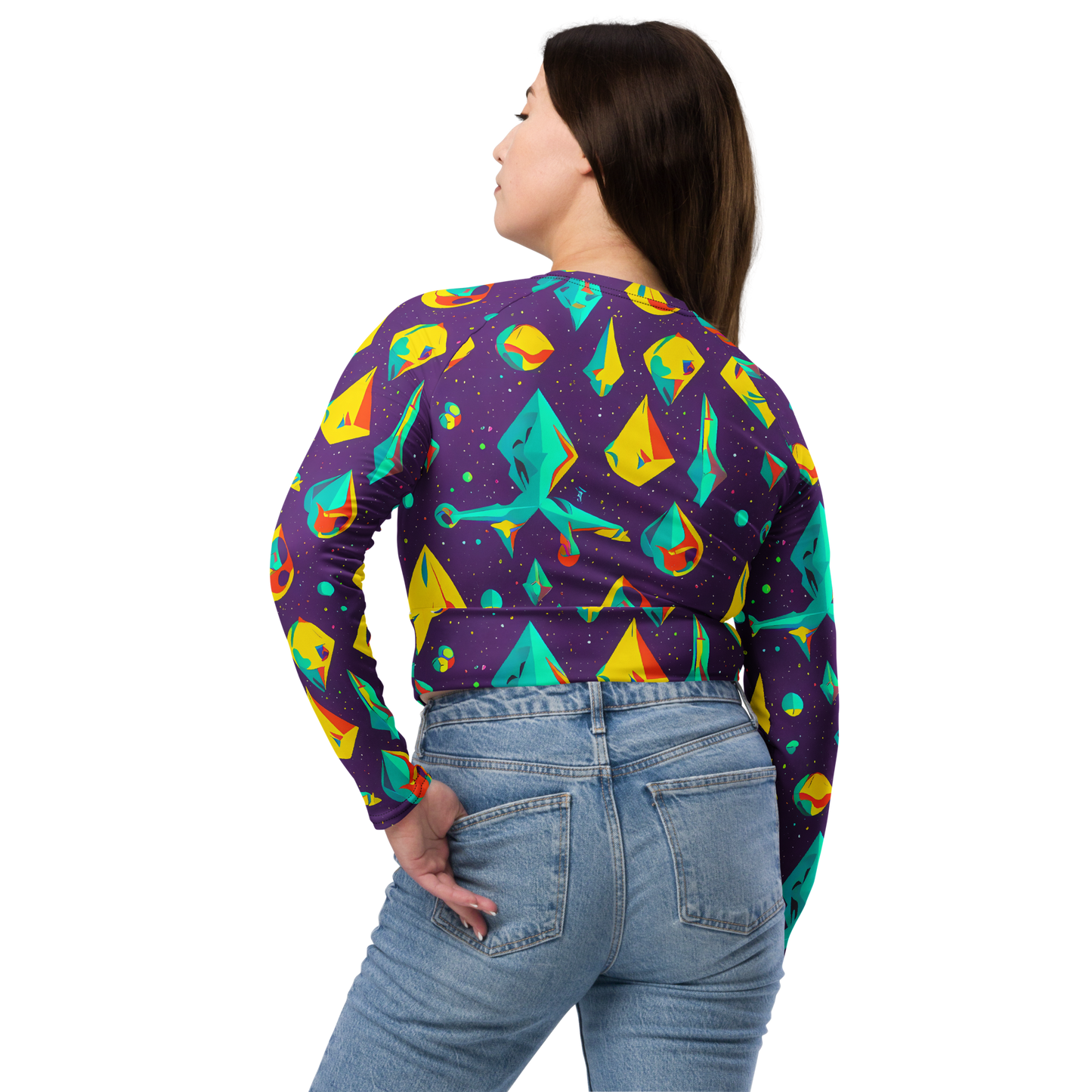 Long Sleeve Crop Top - Cascading Prism