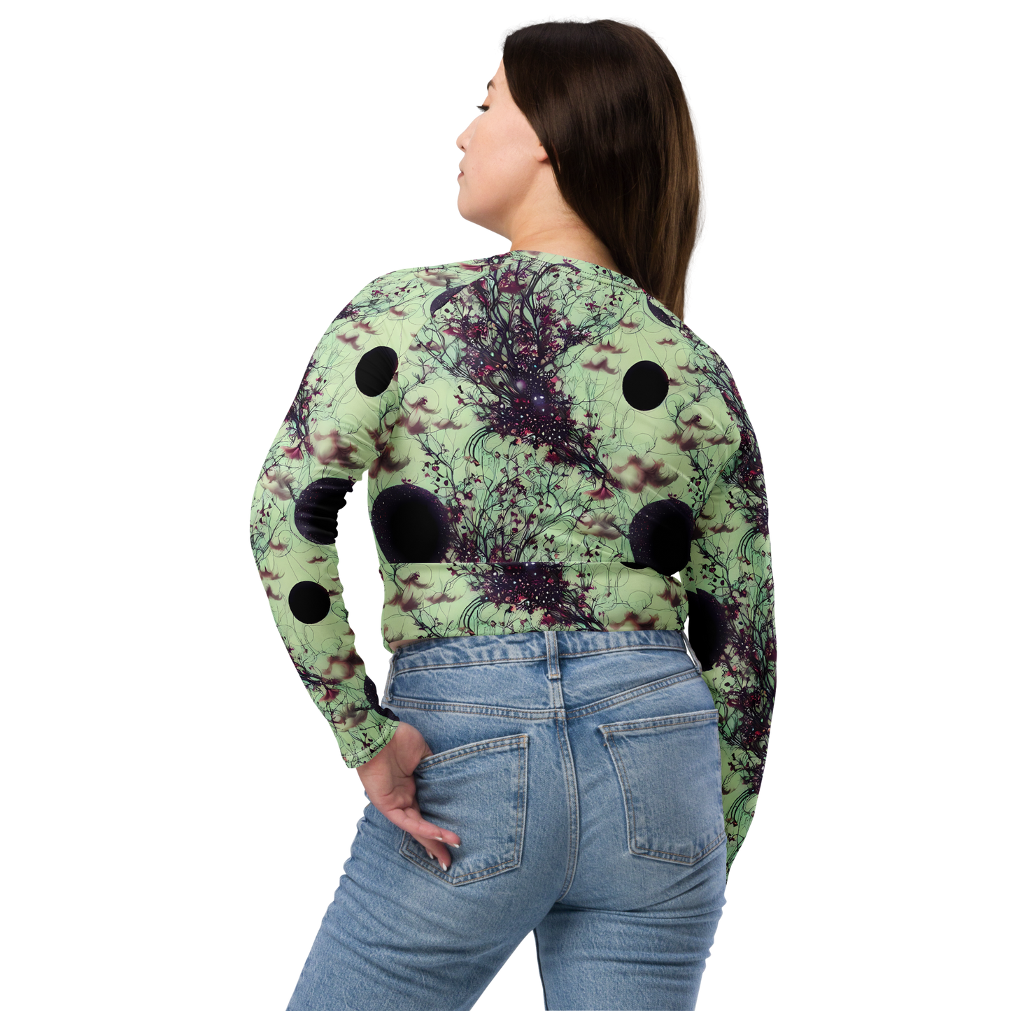 Long Sleeve Crop Top - Celestial Bloom