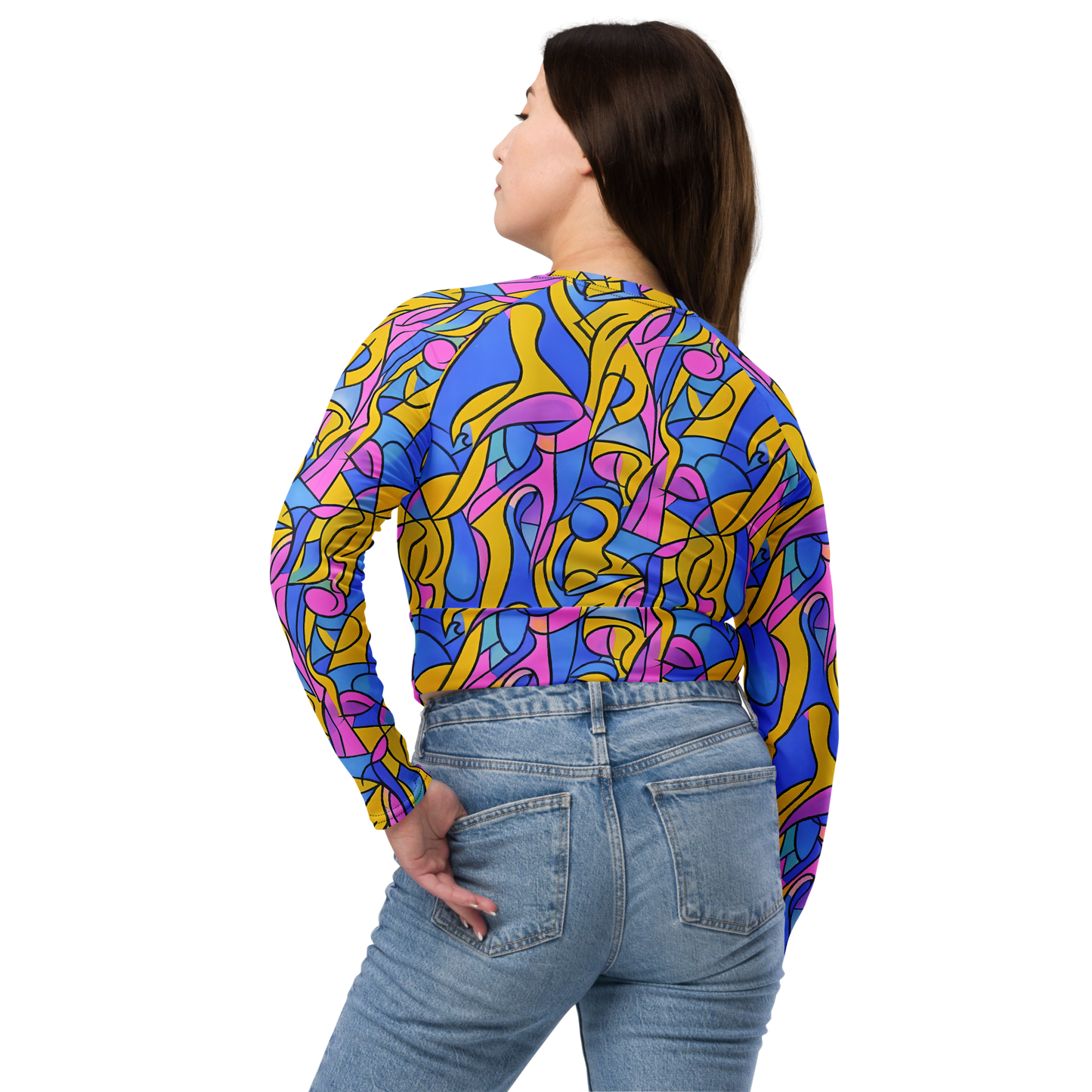 Long Sleeve Crop Top - Cosmic Curves