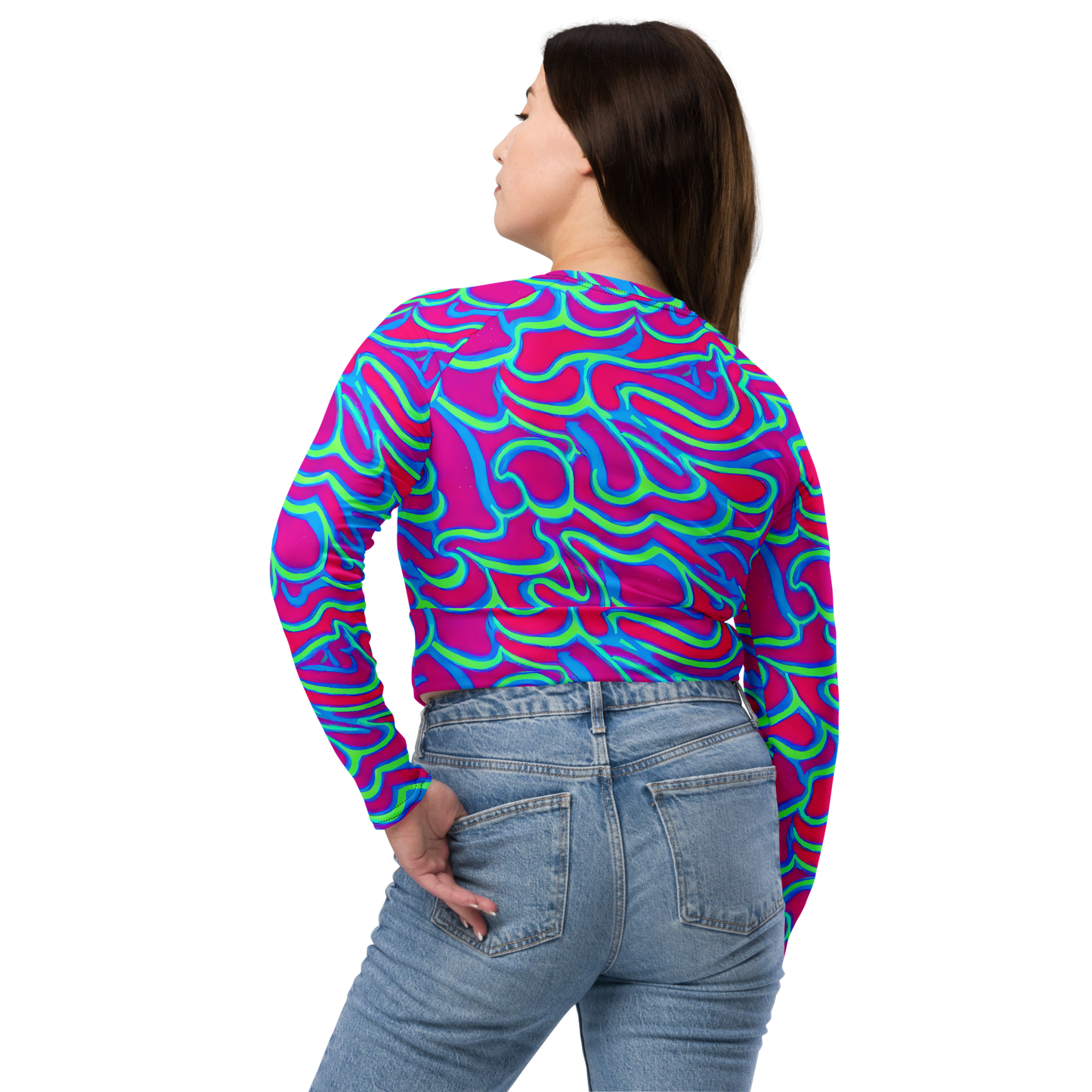 Long Sleeve Crop Top - Aquatic Ember