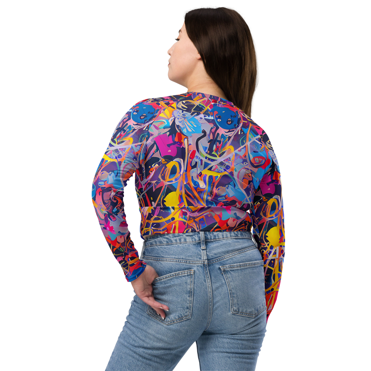 Long Sleeve Crop Top - Vibrant Fusion