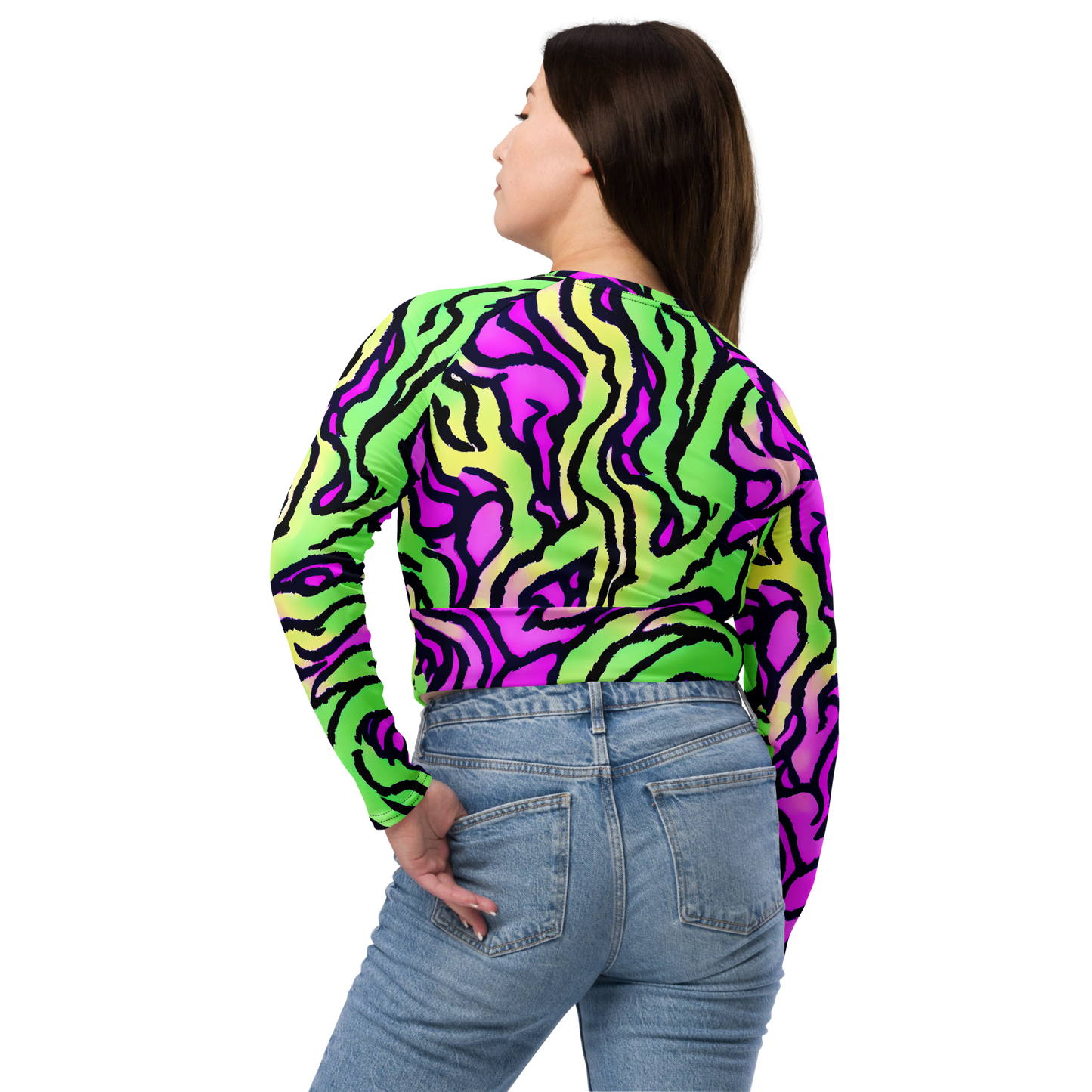 Long Sleeve Crop Top - Mintchine Maze