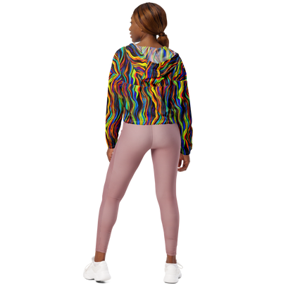 Women's Cropped Windbreaker - Celestial Waves