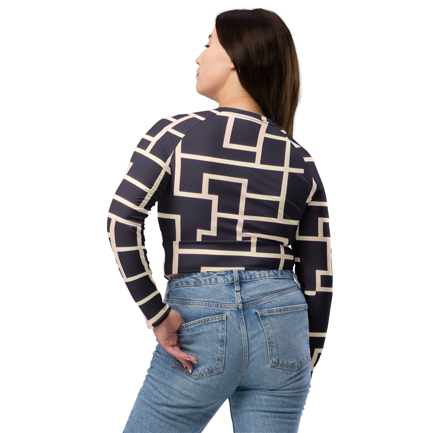 Long Sleeve Crop Top - Gilded Gridlock