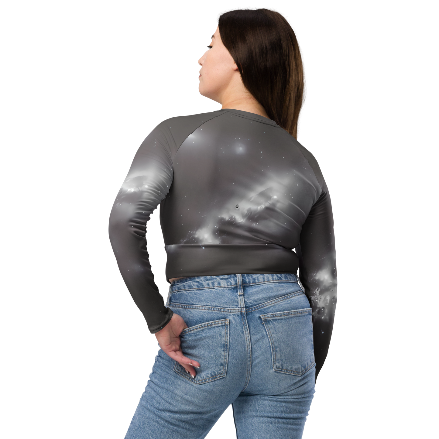 Long Sleeve Crop Top - Silver Nebula