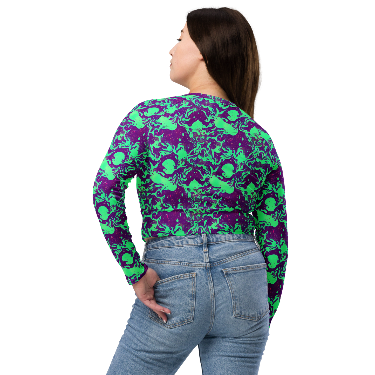 Long Sleeve Crop Top - Alien Ripples