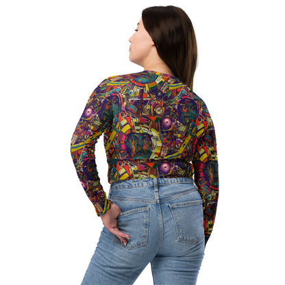 Long Sleeve Crop Top - Cosmic Collage