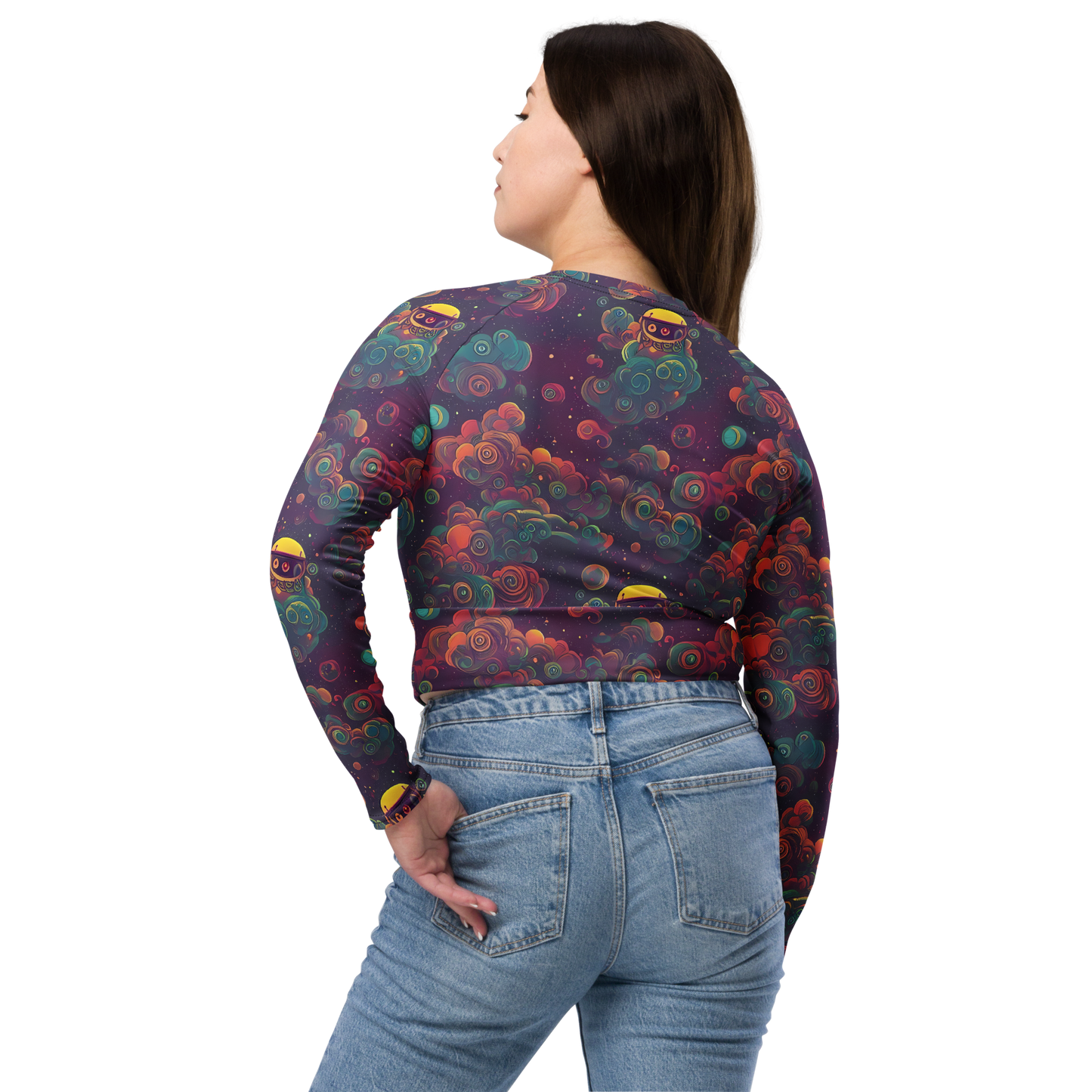 Long Sleeve Crop Top - Nebula Dreamscape