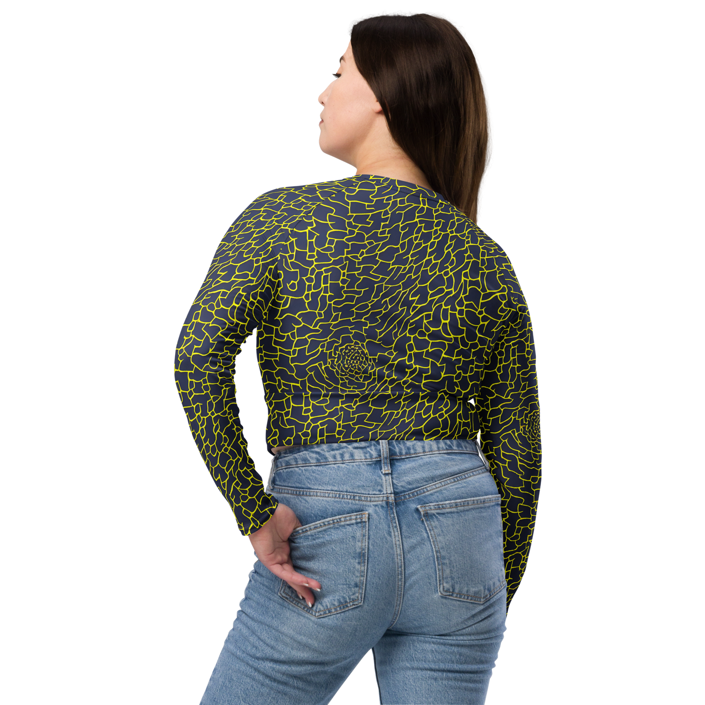 Long Sleeve Crop Top - Nightshade Maze