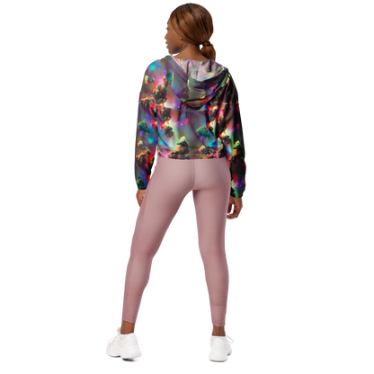 Women's Cropped Windbreaker - Nebula Dreams