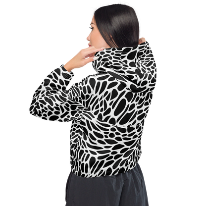 Women's Cropped Windbreaker - Monochrome Mystique