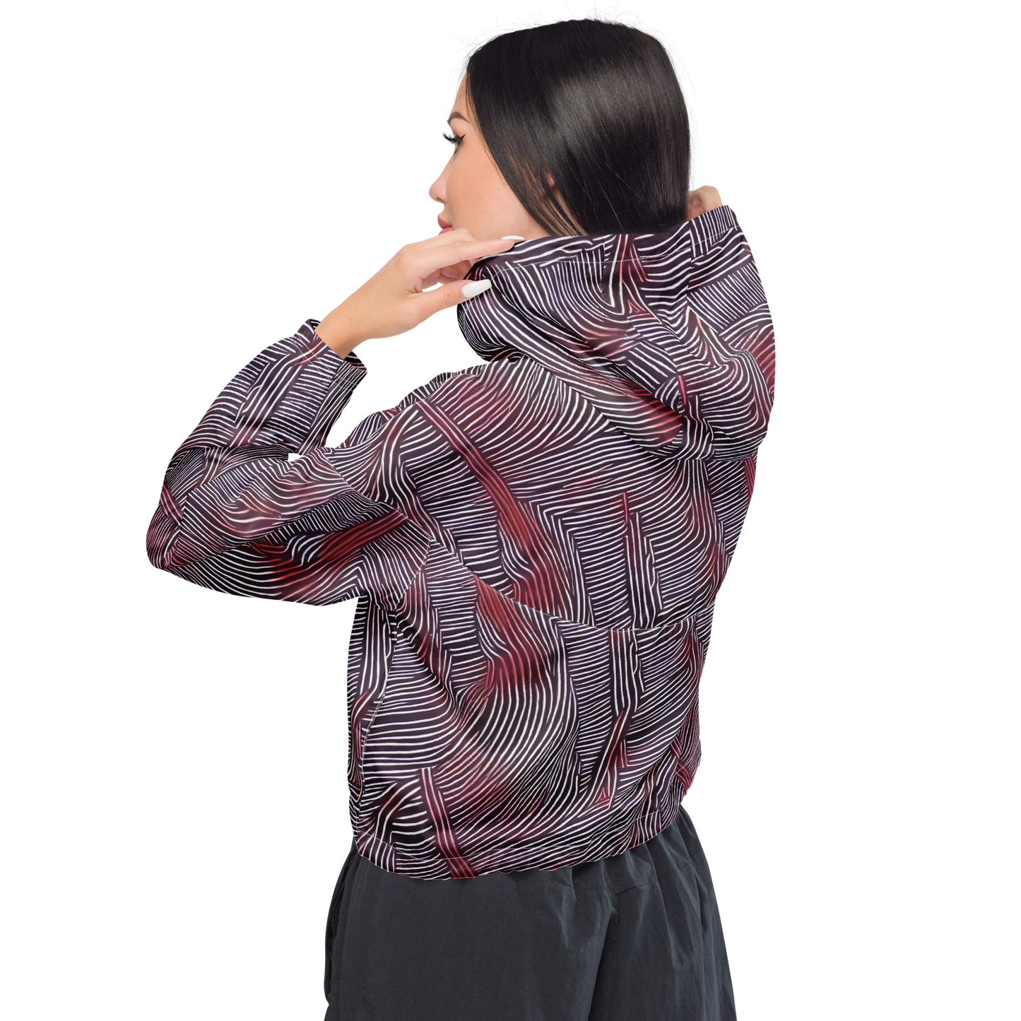 Women's Cropped Windbreaker - Nebula Waves