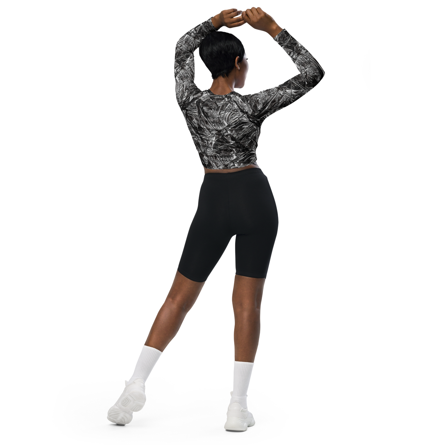 Long Sleeve Crop Top - Gothic Whirlwind