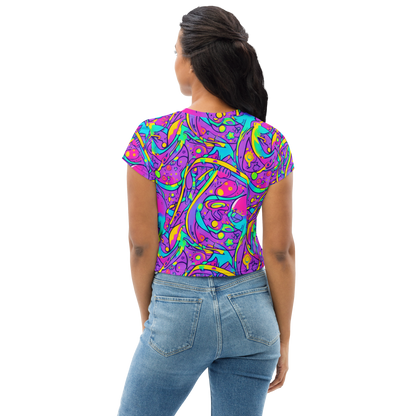 Women's Crop Tee - Neon Galaxy Whirl