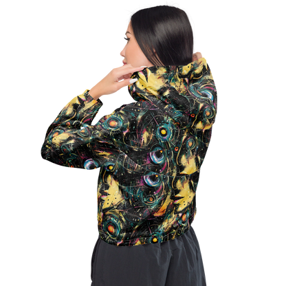 Women's Cropped Windbreaker - Celestial Echoes