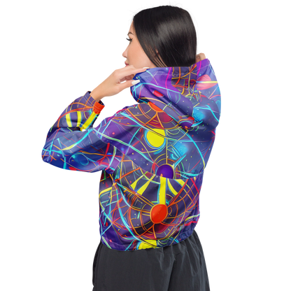 Women's Cropped Windbreaker - Quantum Lattice