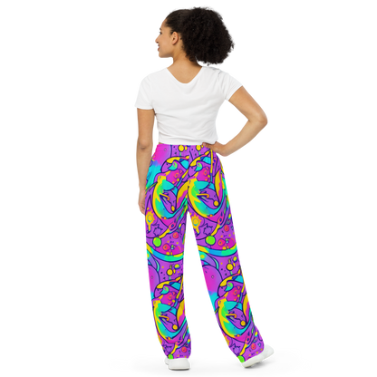 Wide-Leg Pants - Neon Galaxy Whirl