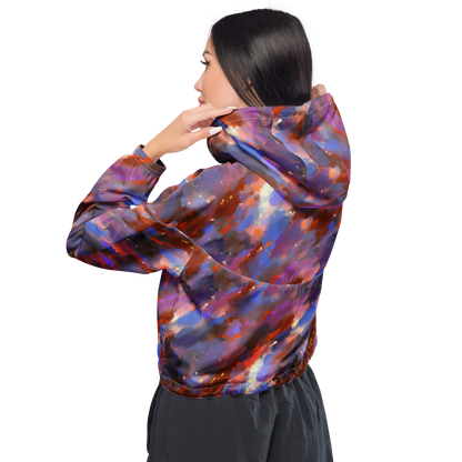 Women's Cropped Windbreaker - Celestial Brushstroke