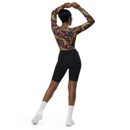 Long Sleeve Crop Top - Cosmic Collage