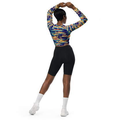 Long Sleeve Crop Top - Mystical Mountain Mirage