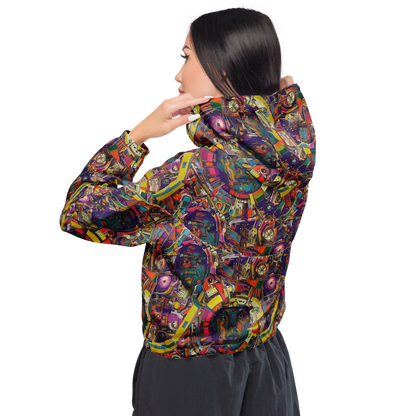 Women's Cropped Windbreaker - Cosmic Collage