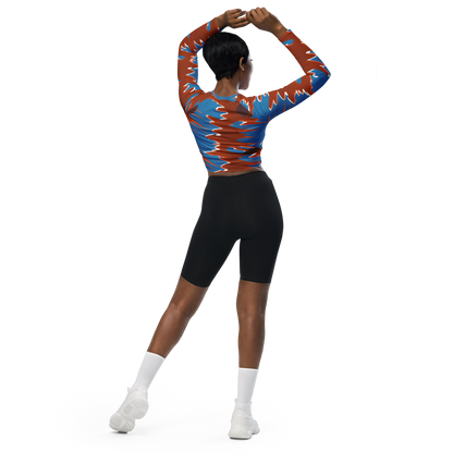 Long Sleeve Crop Top - Desert Vortex