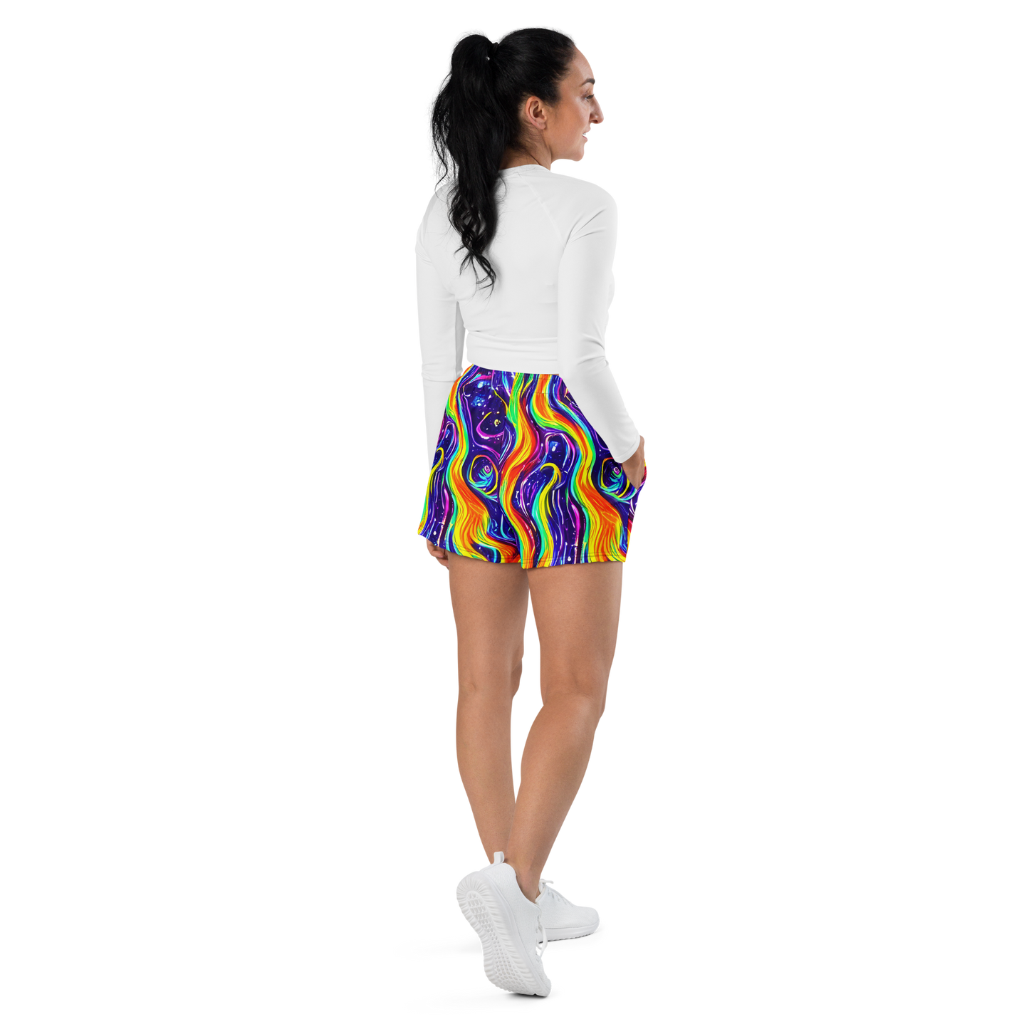 Women’s Athletic Shorts - Galactic Flames