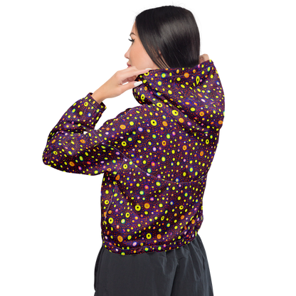 Women's Cropped Windbreaker - Cosmic Dotscape