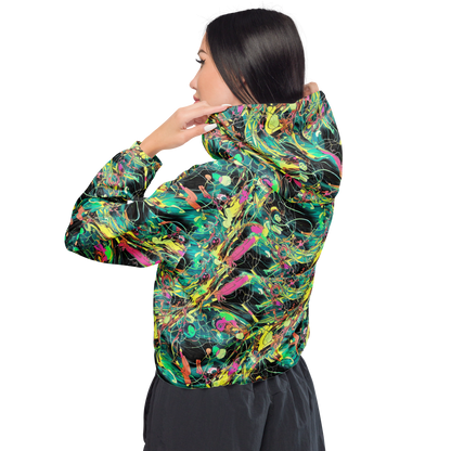 Women's Cropped Windbreaker - Cyborg Whirl