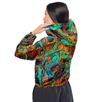 Women's Cropped Windbreaker - Flaming Mirage