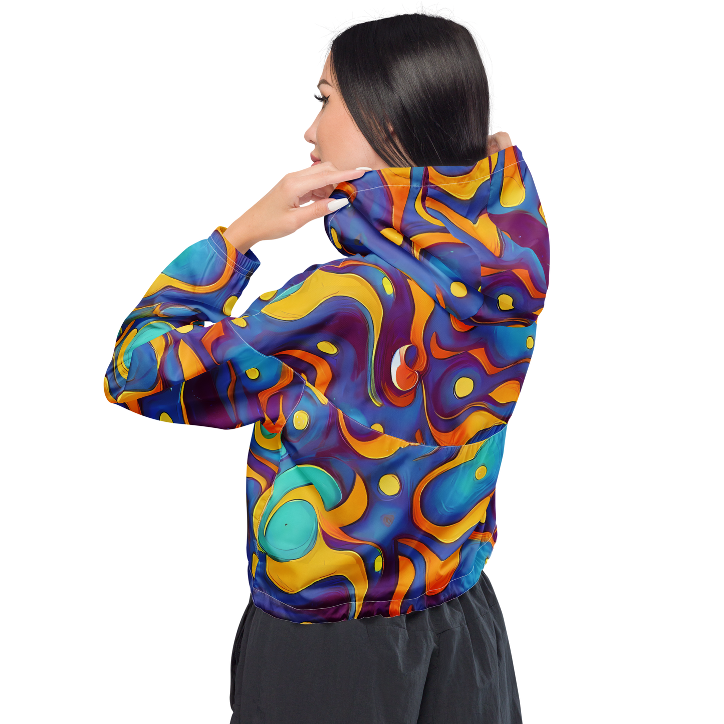 Women's Cropped Windbreaker - Pelton Swirl