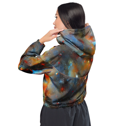 Women's Cropped Windbreaker - Brush Nebula
