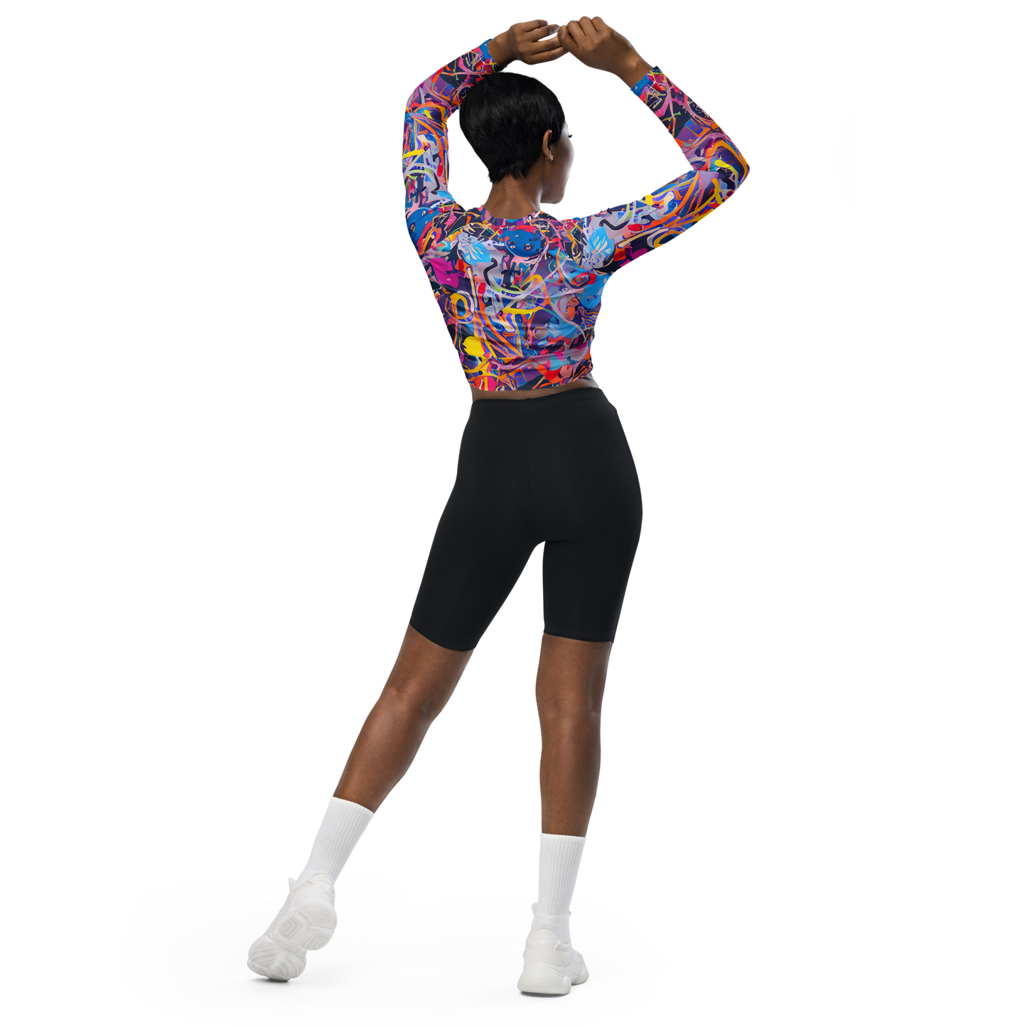 Long Sleeve Crop Top - Vibrant Fusion