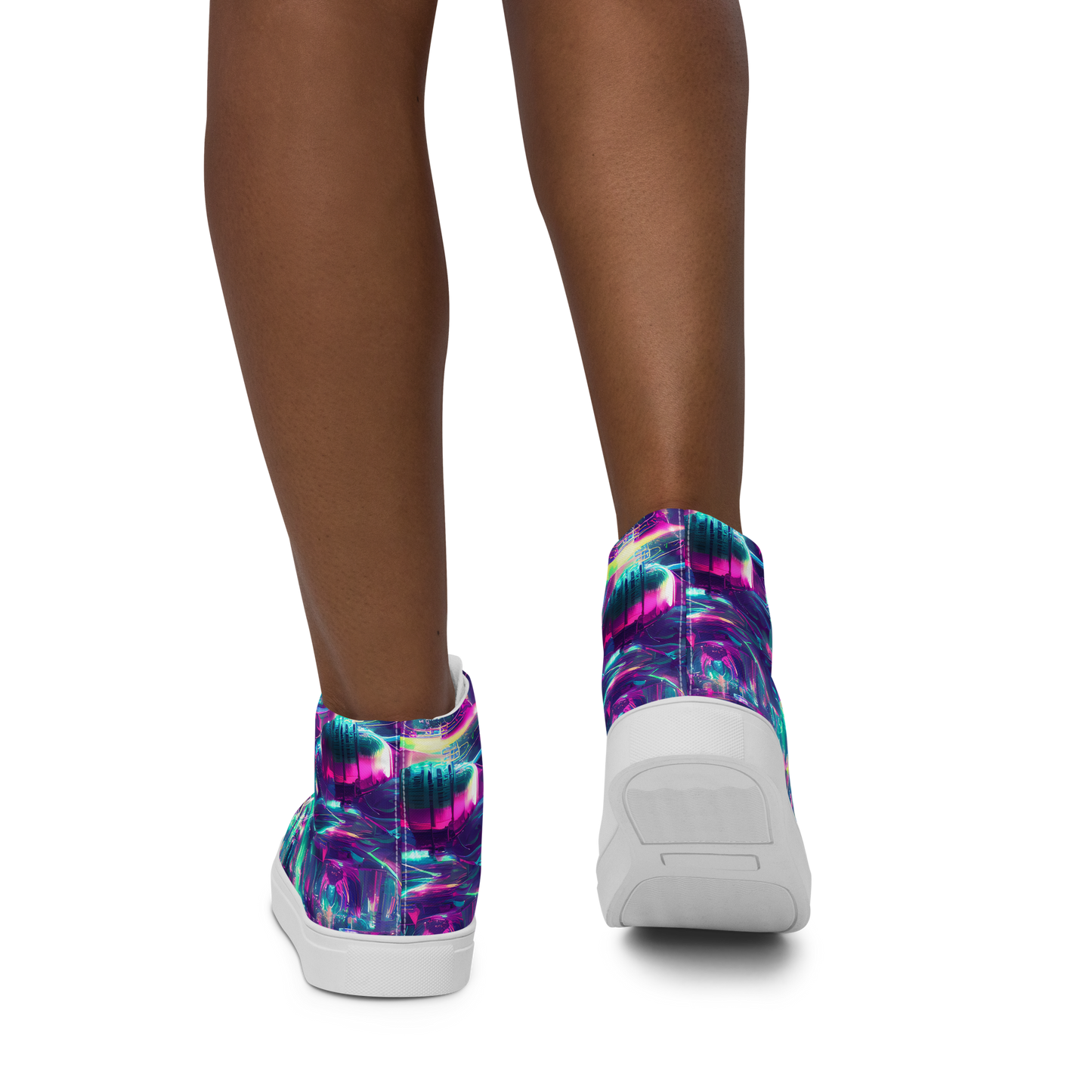 Women's High Top Canvas Shoes - Synthwave Surge