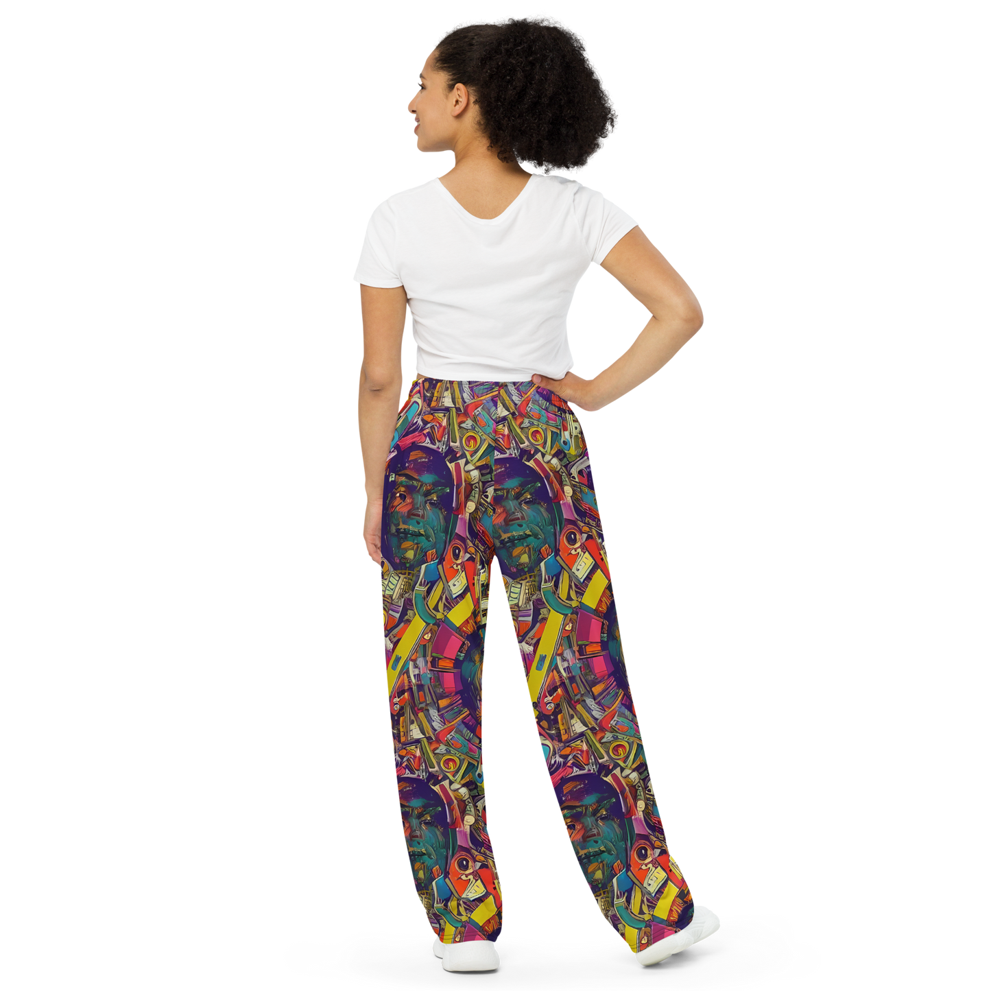 Wide-Leg Pants - Cosmic Collage