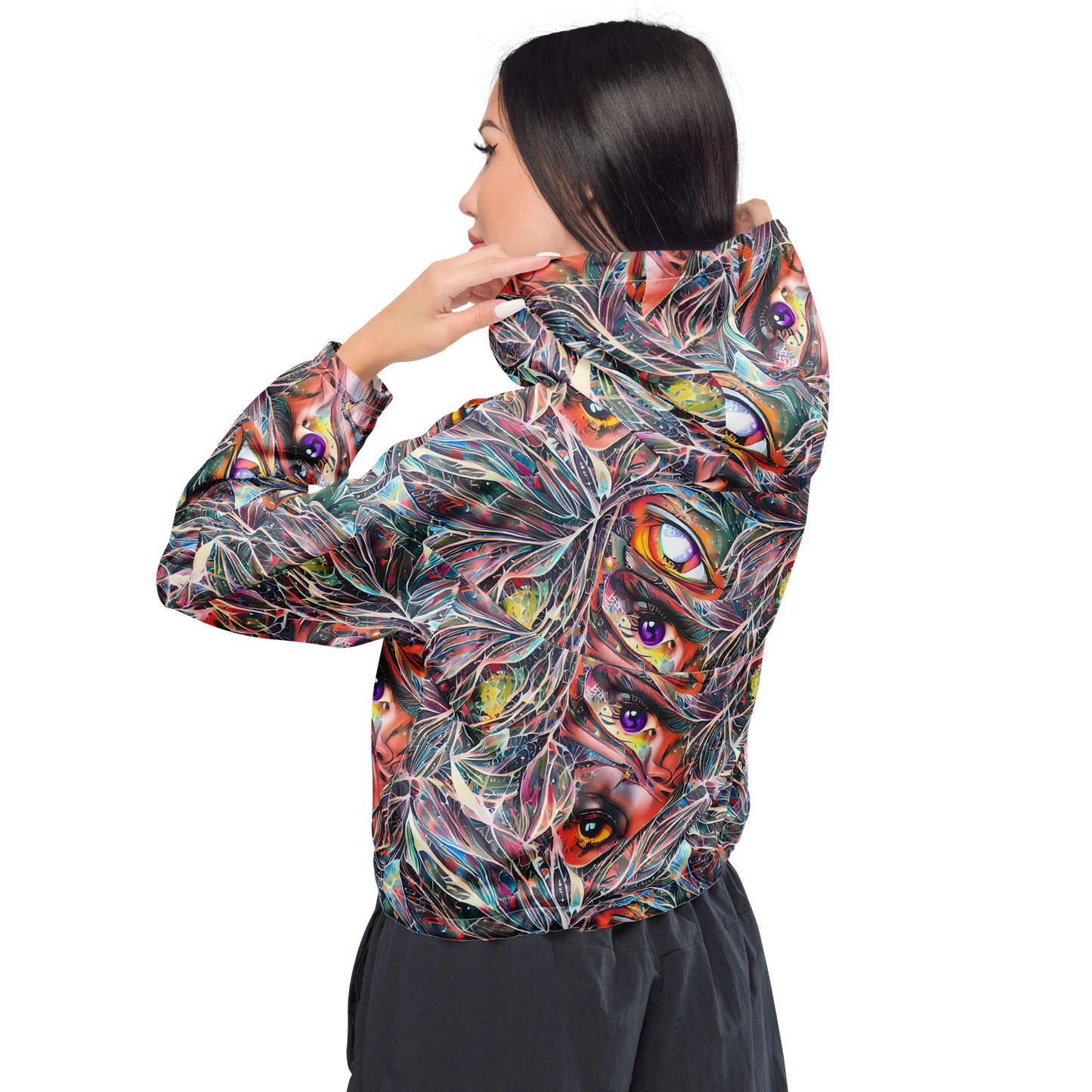 Women's Cropped Windbreaker - Prismatic Reverie