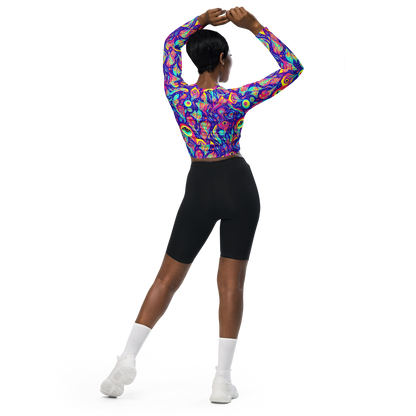 Long Sleeve Crop Top - Mystic Petal Dance