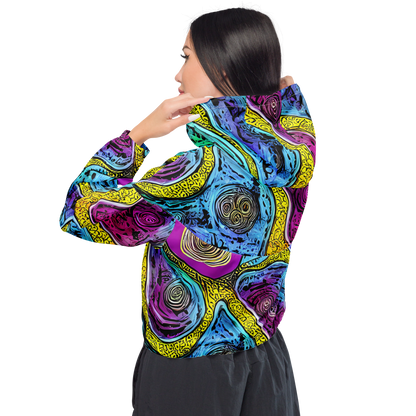 Women's Cropped Windbreaker - Orbiting Orbs