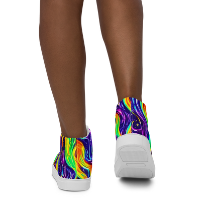 Women's High Top Canvas Shoes - Galactic Flames