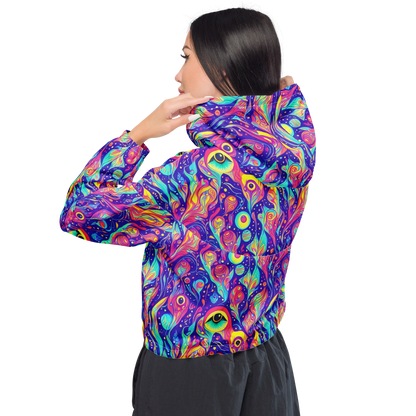 Women's Cropped Windbreaker - Mystic Petal Dance