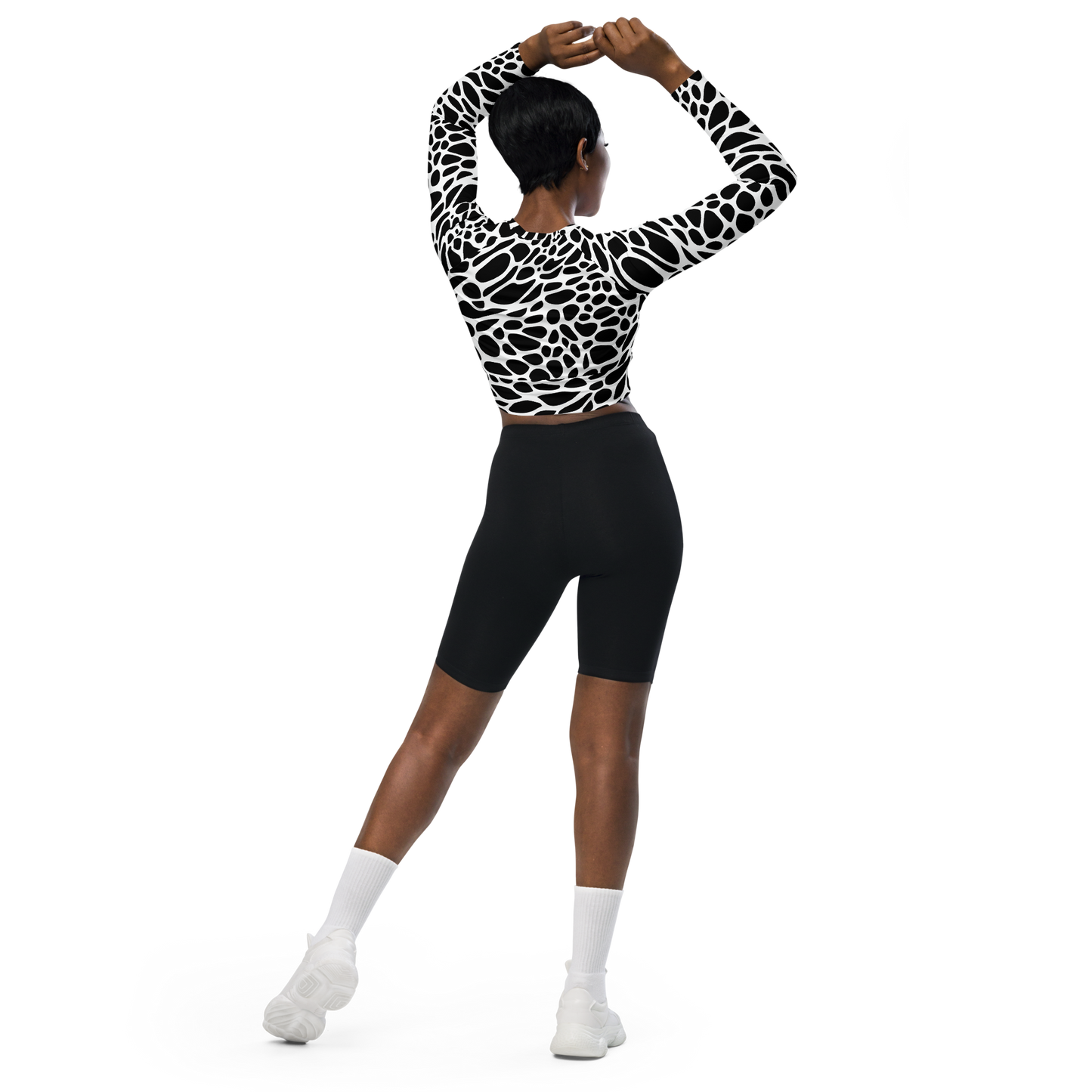 Long Sleeve Crop Top - Monochrome Mystique