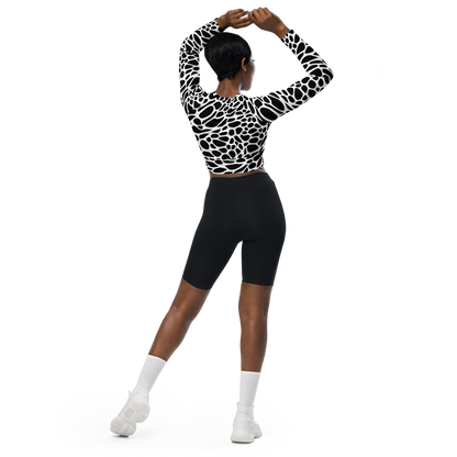 Long Sleeve Crop Top - Monochrome Mystique