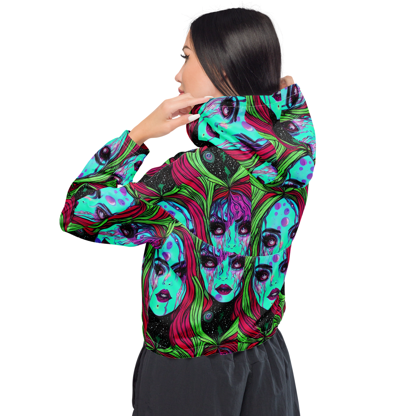 Women's Cropped Windbreaker - Luminous Nightfall