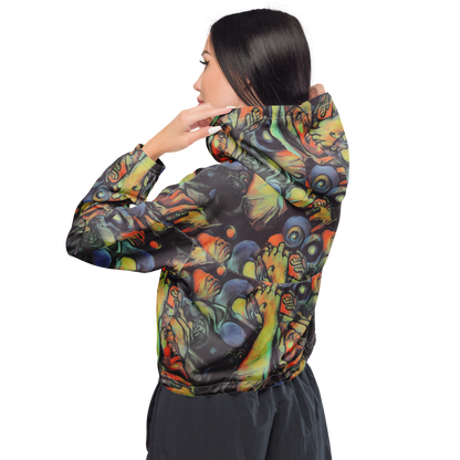 Women's Cropped Windbreaker - Cosmic Scream