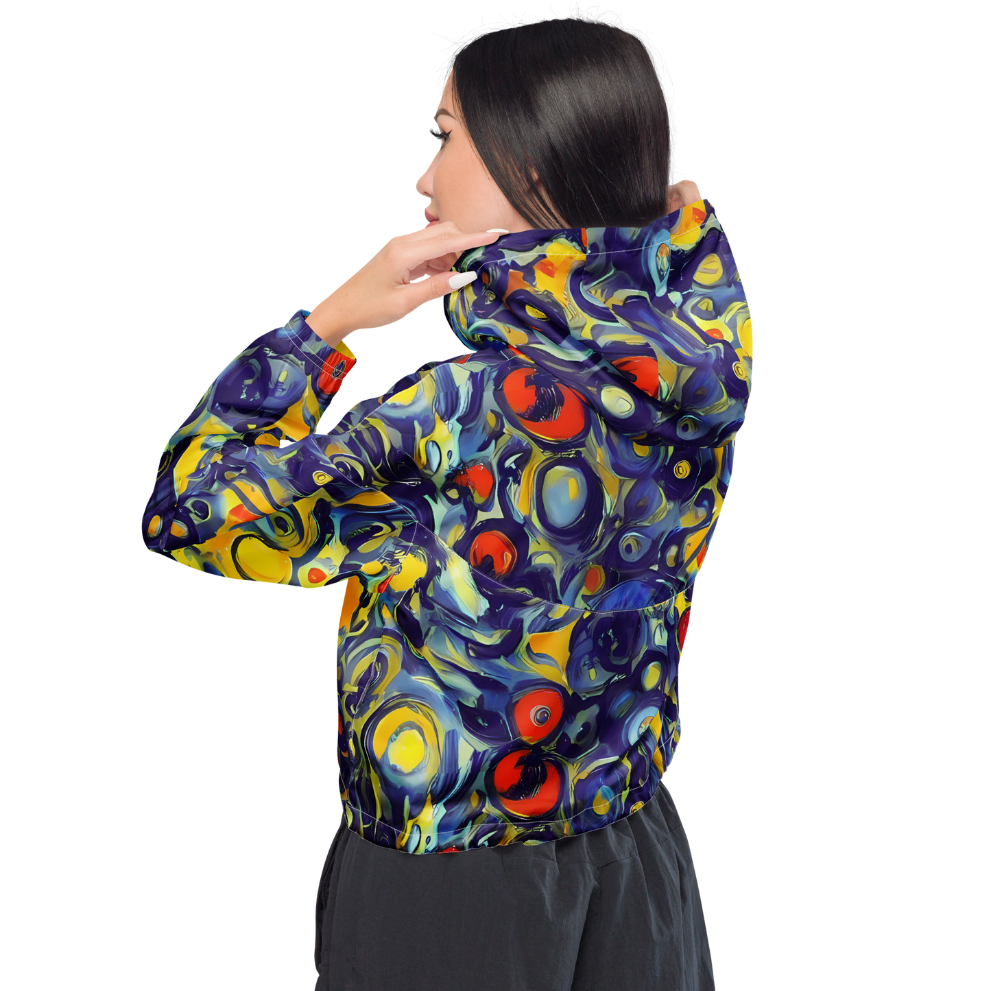 Women's Cropped Windbreaker - Dynamic Doodles