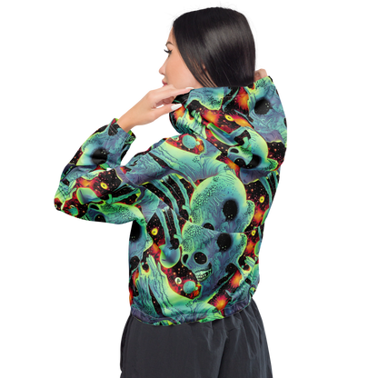 Women's Cropped Windbreaker - Galactic Grotesque