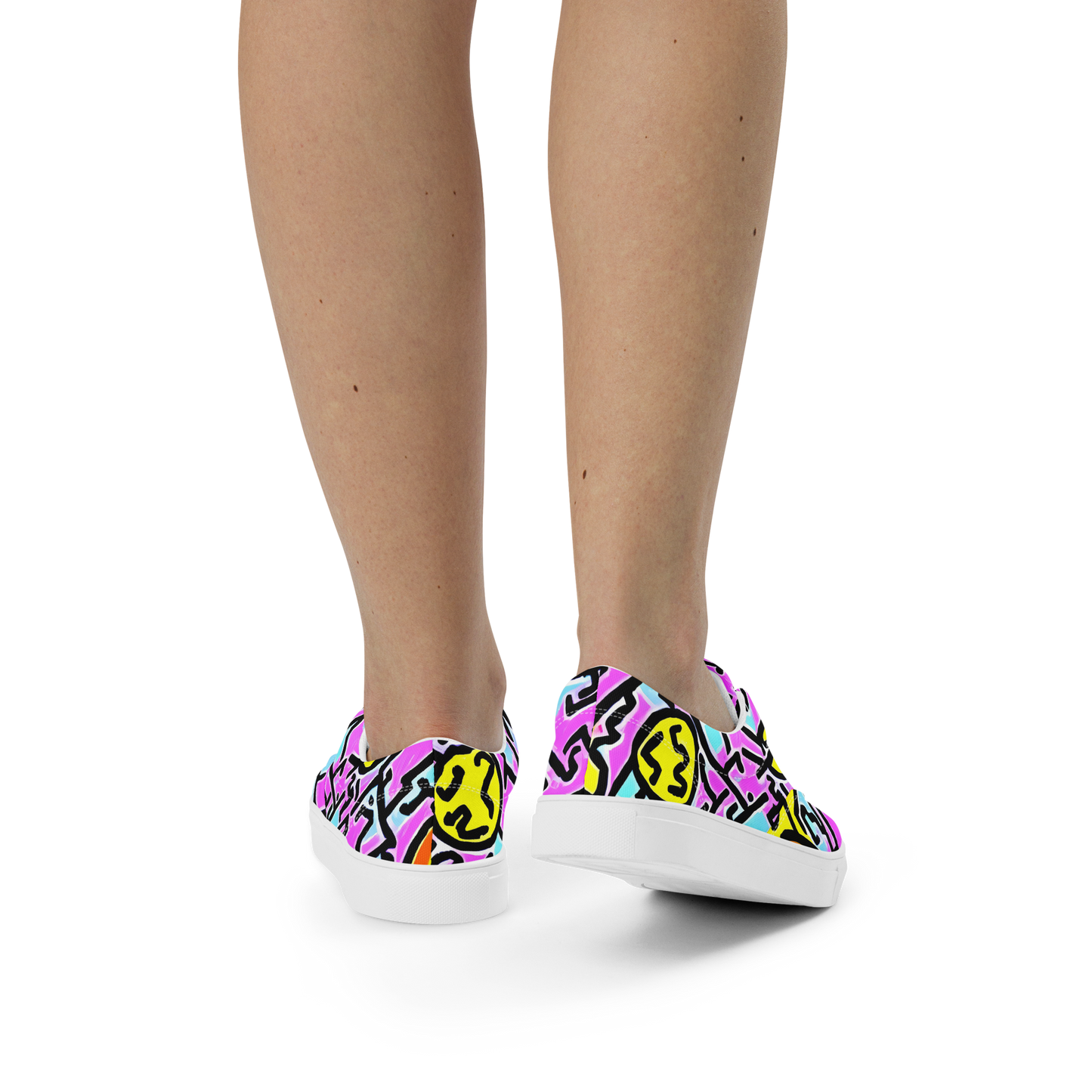 Women's Lace-Up Canvas Shoes - Punk Doodles