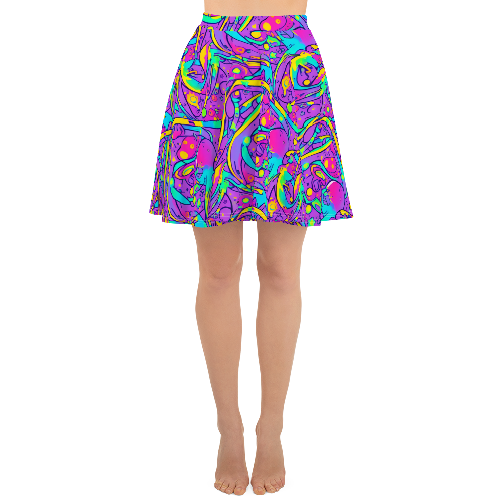 Skater Skirt - Neon Galaxy Whirl