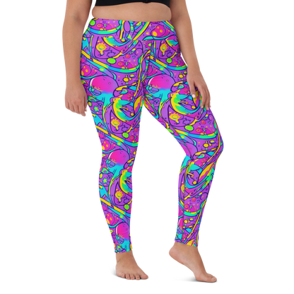 Yoga Leggings - Neon Galaxy Whirl