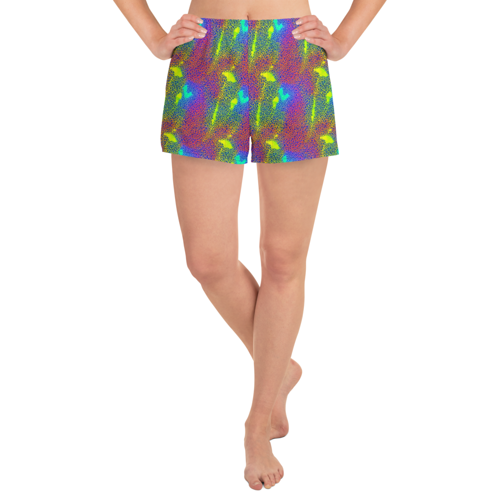 Women’s Athletic Shorts - Prismatic Web